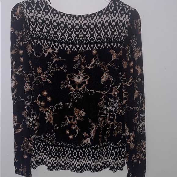 Style & Co. Black and Brown Patterned Blouse - Picture 3 of 3